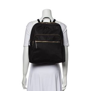 Kate Spade Leather-Trimmed Backpack - Black Nylon with Gold Hardware